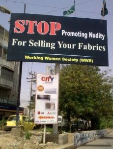 ad against nudity in Karachi